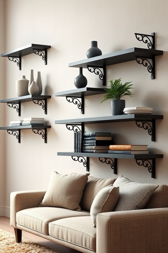 stylish black shelves accentuating decor