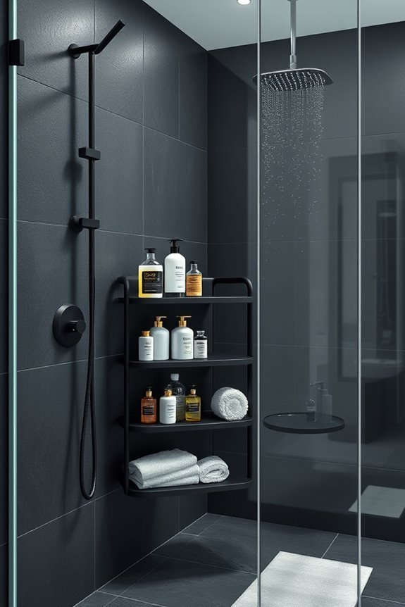 stylish black shower organization