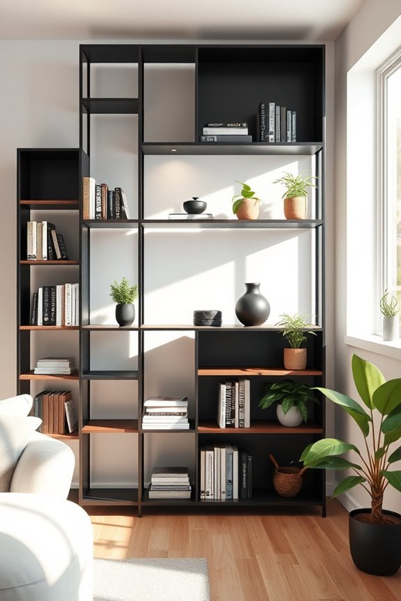stylish black wood shelving
