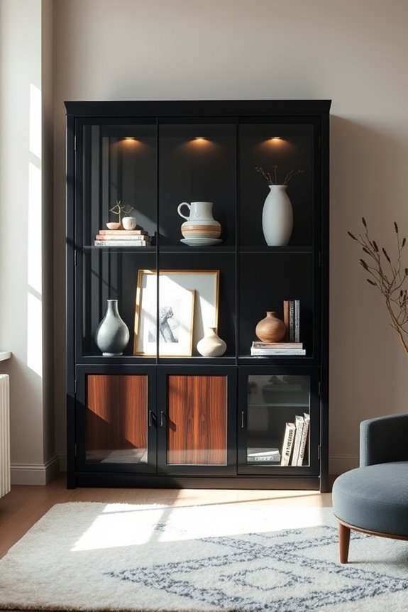 stylish black wooden cabinets
