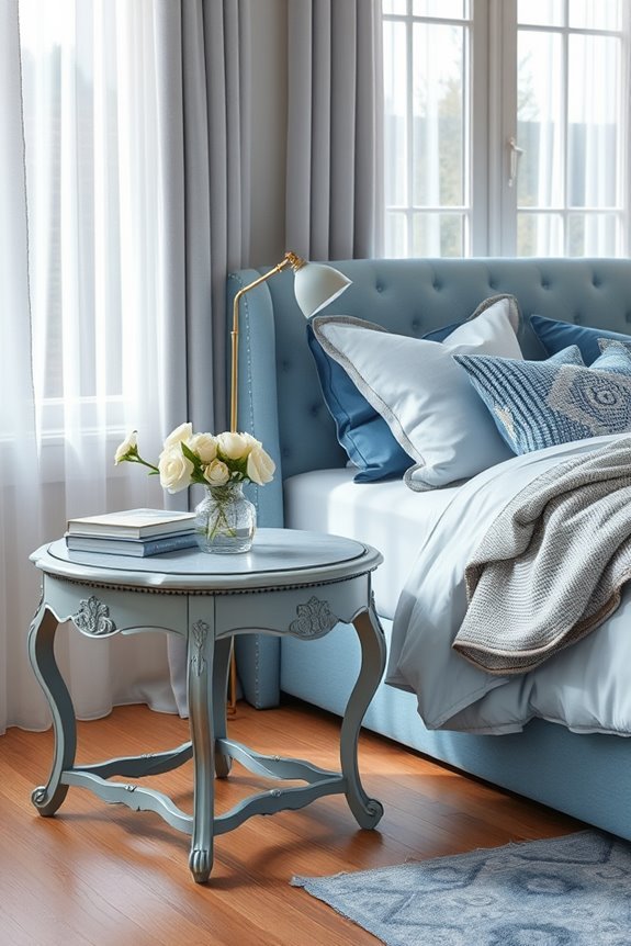 stylish blue and grey tables