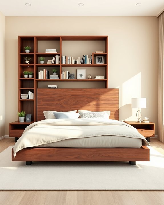 stylish bookcase headboard design