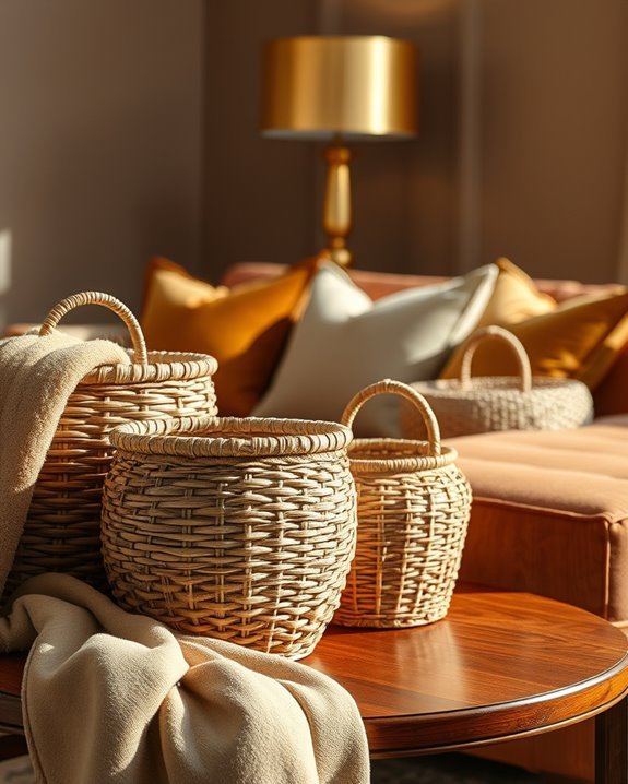 stylish brown basket decor