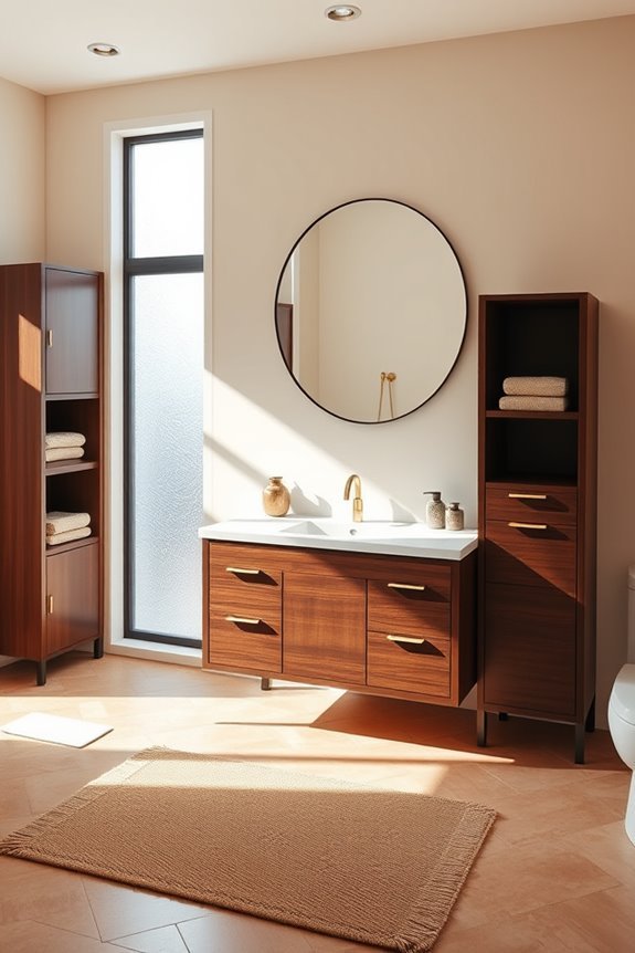 stylish brown vanity storage