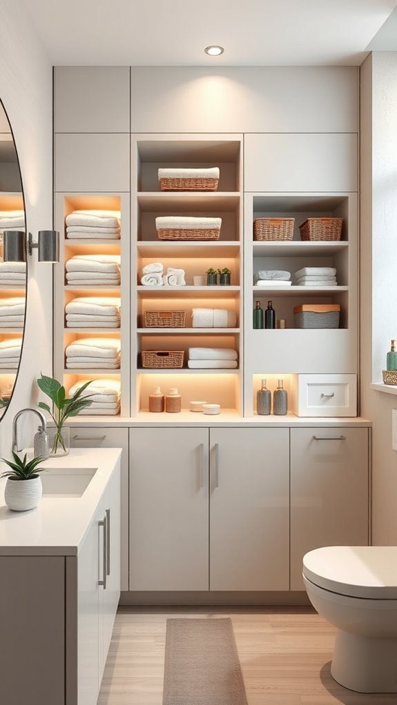 stylish compact bathroom storage