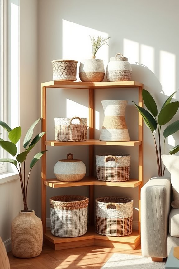 stylish corner shelf organization