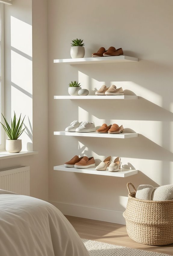 stylish floating shoe display