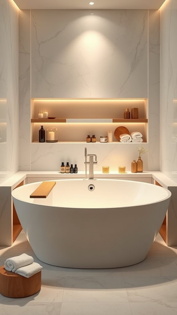 stylish functional bathtub storage