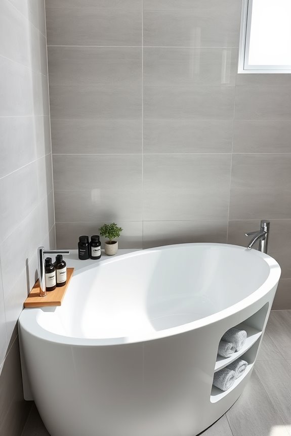 stylish functional bathtub storage