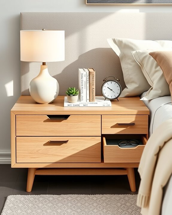 stylish functional bedside storage
