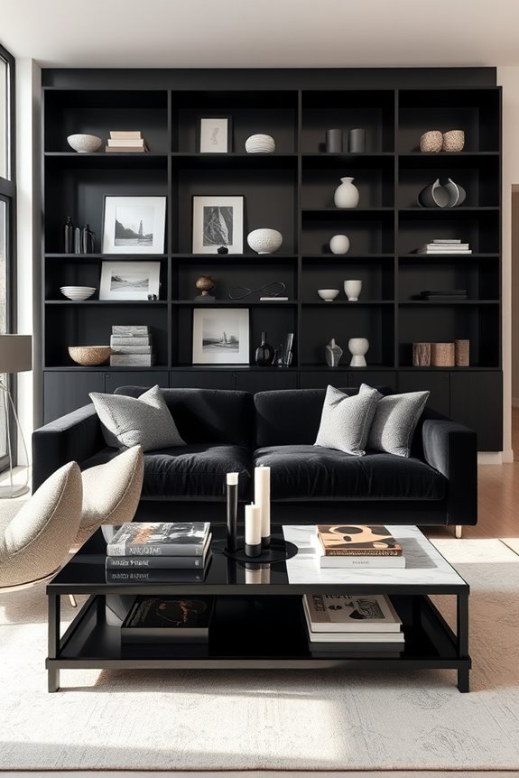 stylish functional black shelving