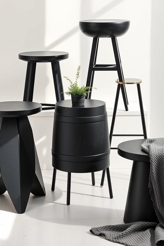 stylish functional black stools