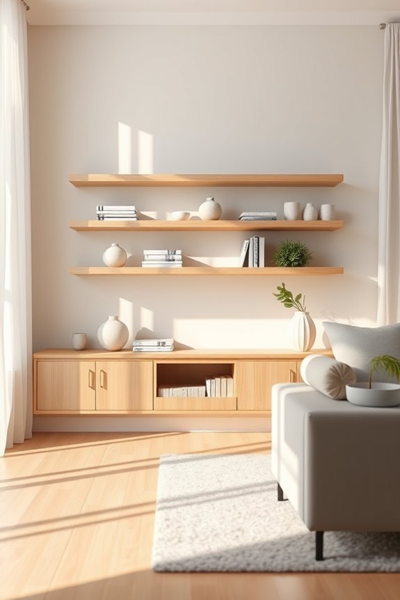 stylish functional floating shelves