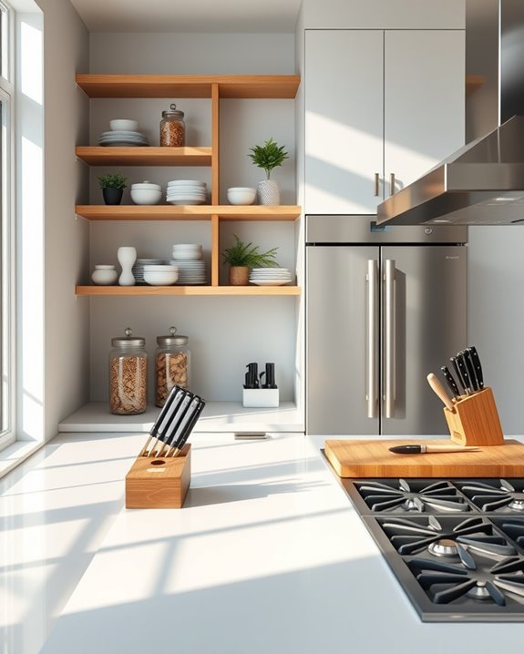 stylish functional open shelving