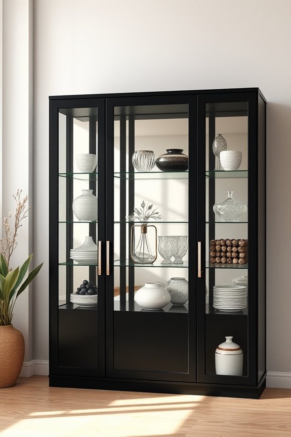 stylish glass front display cabinets