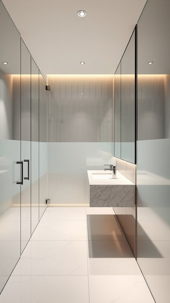 stylish glass restroom partitions