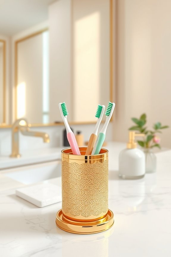 stylish gold toothbrush holder