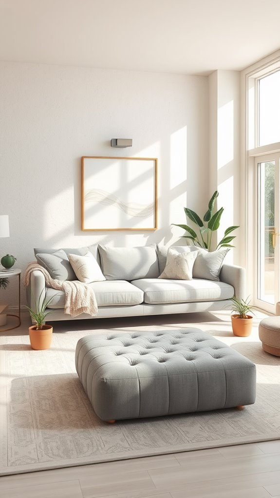 stylish grey and cream ottoman