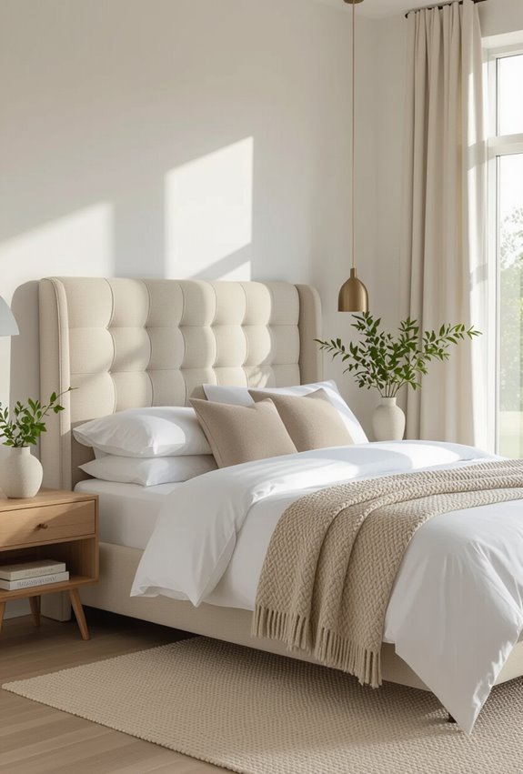stylish headboard anchors room