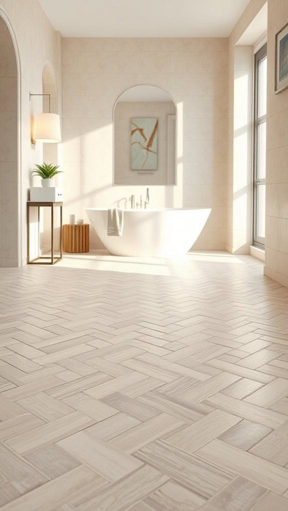 stylish herringbone bathroom design