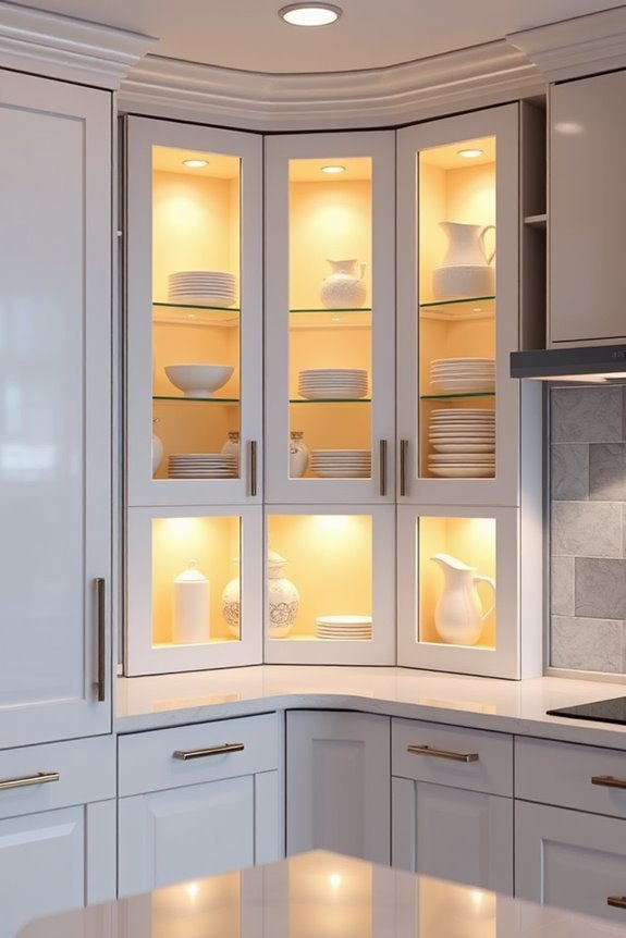stylish illuminated corner cabinets