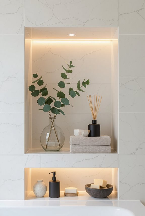 stylish illuminated shower accessory alcove