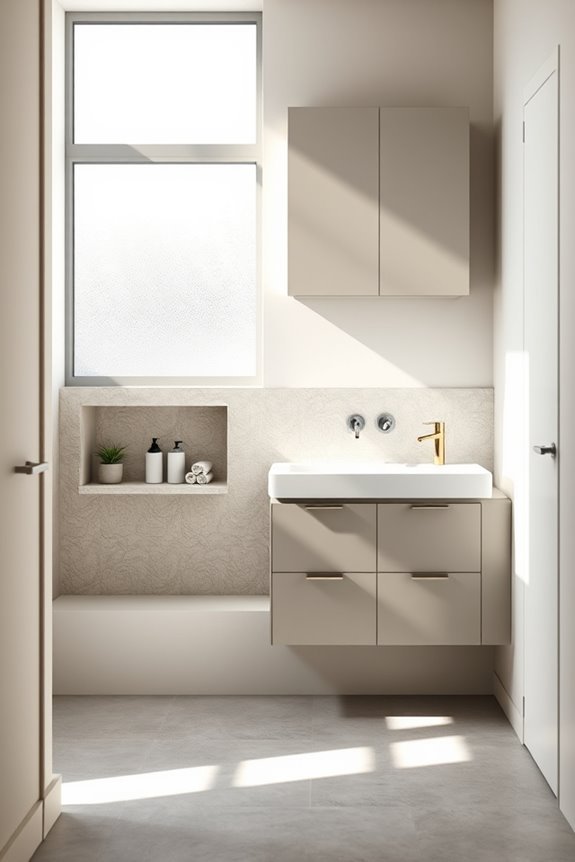 stylish integrated bathroom storage