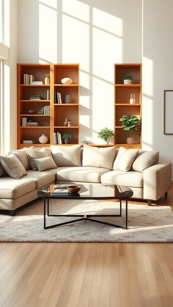 stylish l shaped sofa shelving