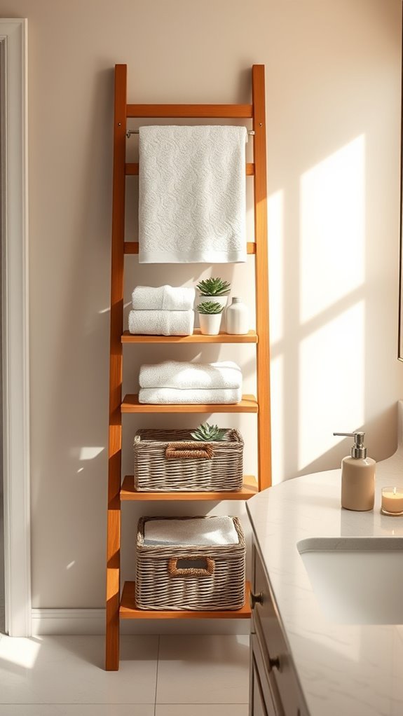 stylish ladder bathroom storage