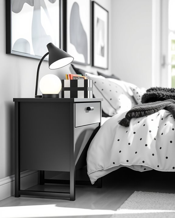 stylish monochrome bedside tables