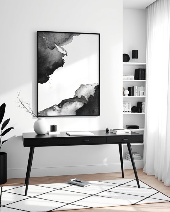 stylish monochrome office decor