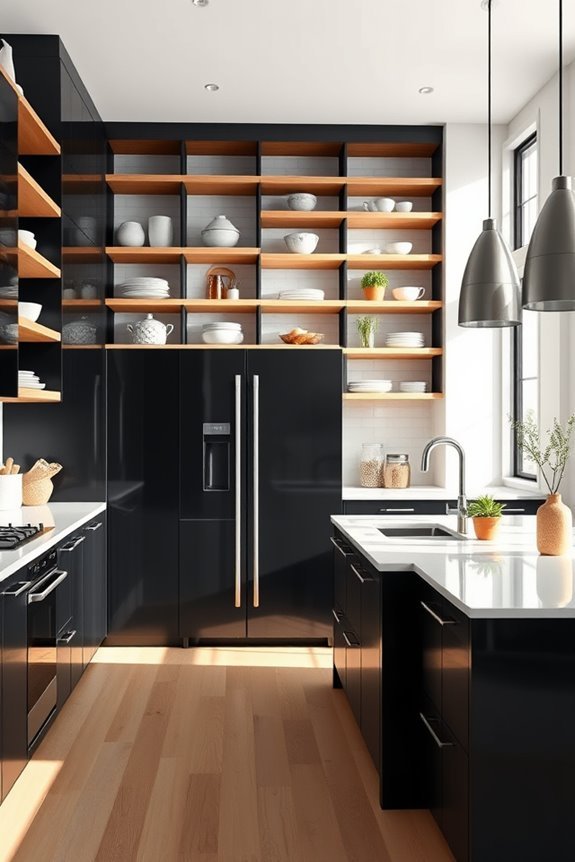 stylish open shelving contrast