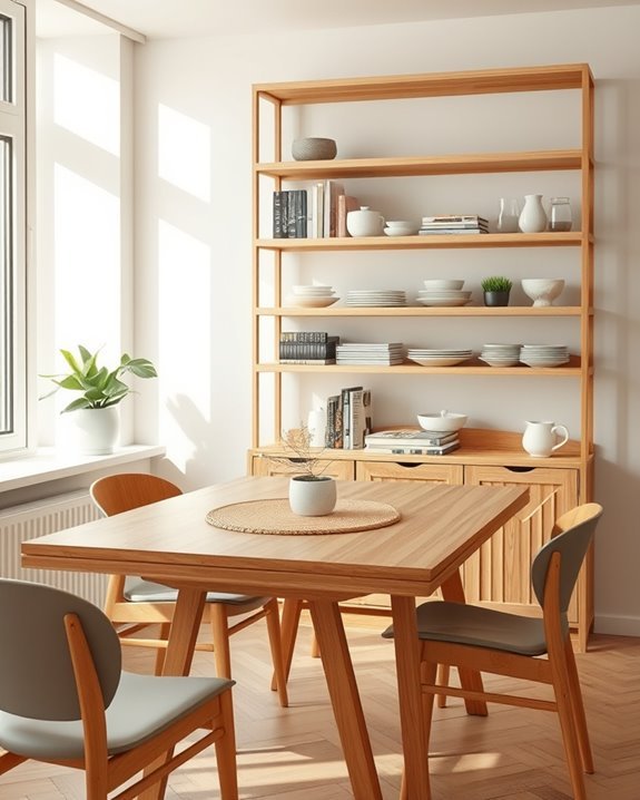 stylish open shelving display