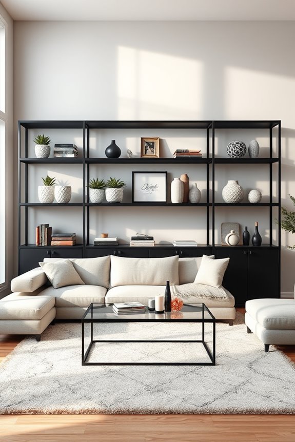 stylish open shelving display