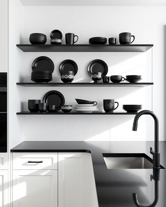 stylish open shelving display