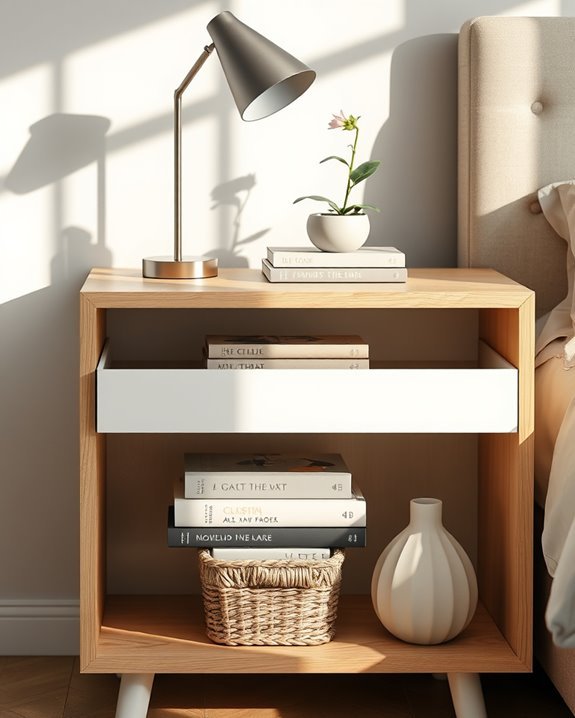 stylish open shelving nightstand