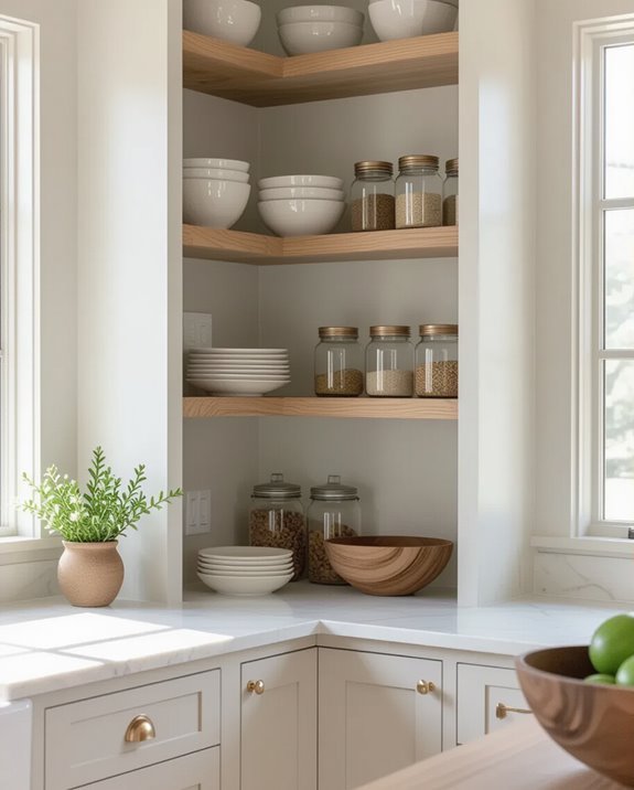 stylish open shelving organization