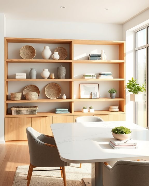 stylish organized open shelves