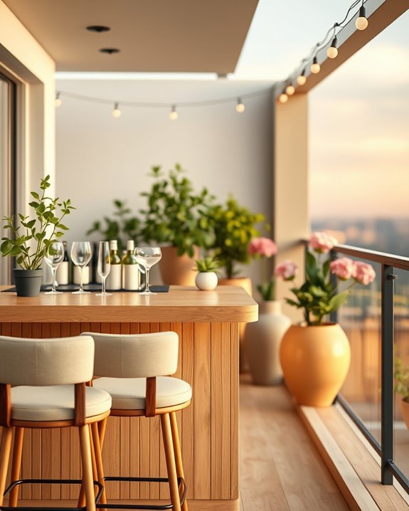 stylish outdoor balcony bar