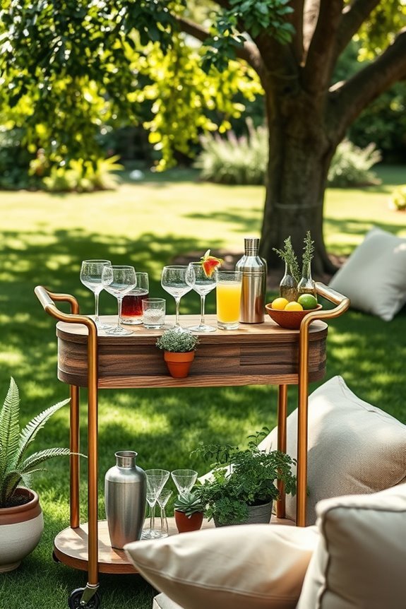 stylish outdoor cocktail serving