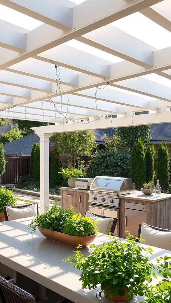 stylish outdoor cooking pergola