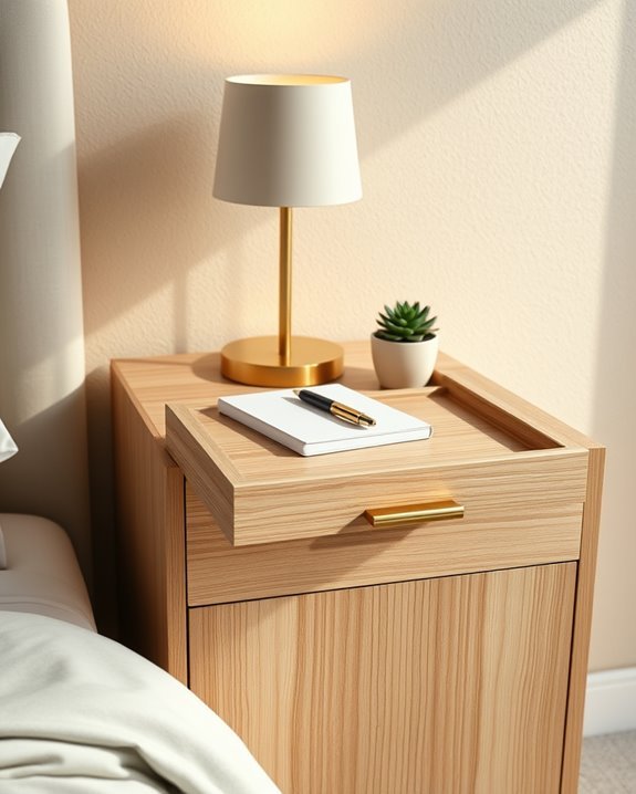 stylish pull out tray nightstand
