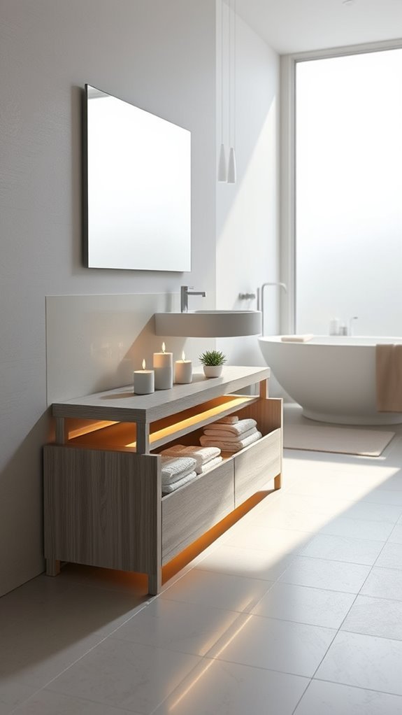 stylish space saving bathroom benches