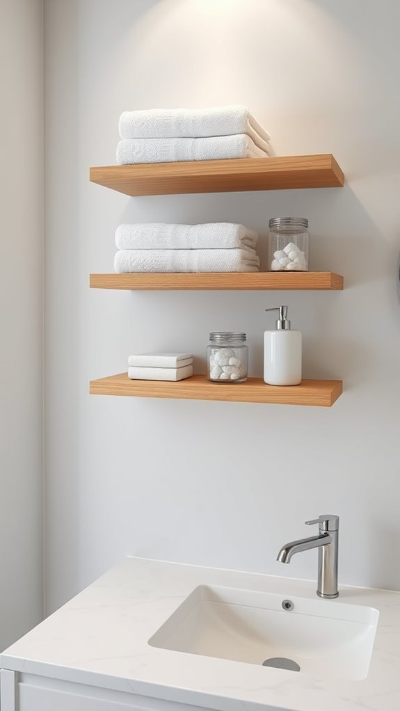 stylish space saving bathroom shelves