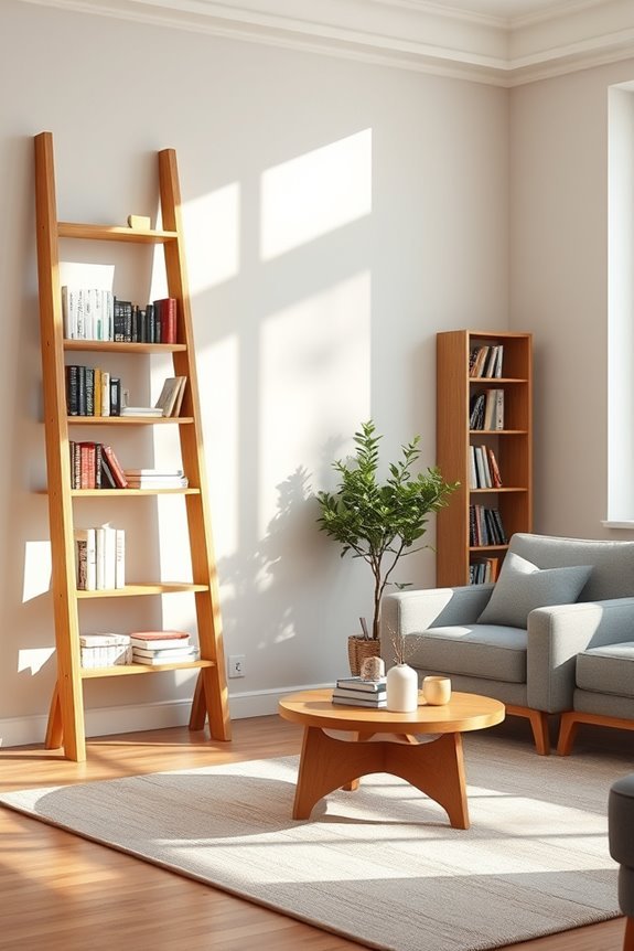 stylish space saving bookshelf ladder