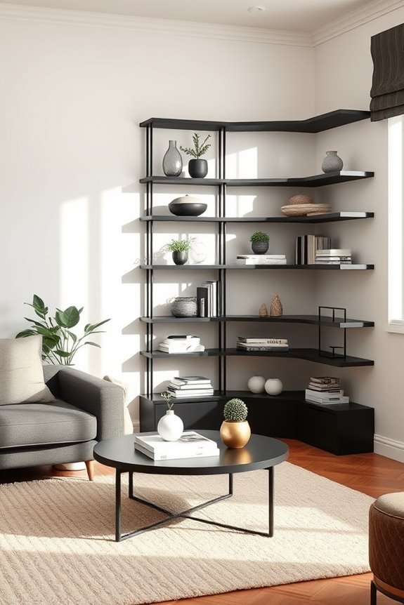 stylish space saving corner shelves