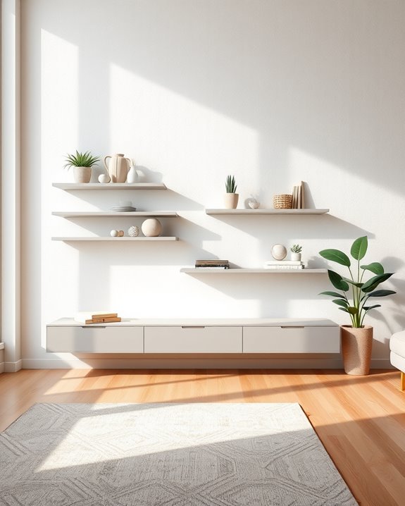 stylish space saving floating shelves