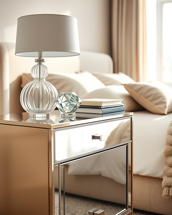 stylish space saving nightstand mirror