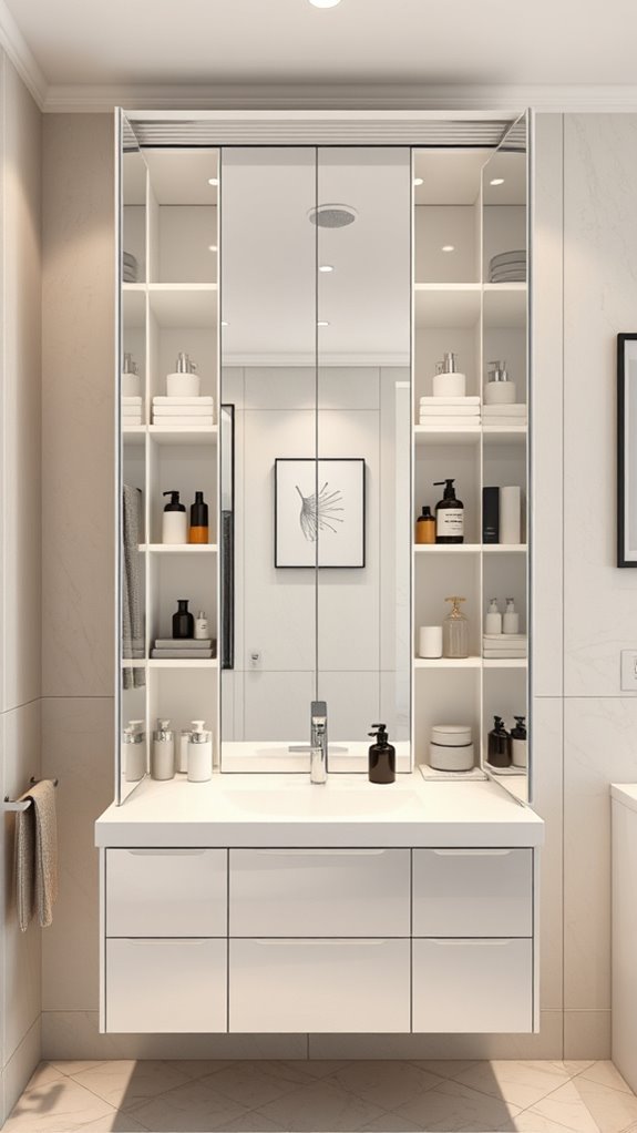 stylish storage with mirrors