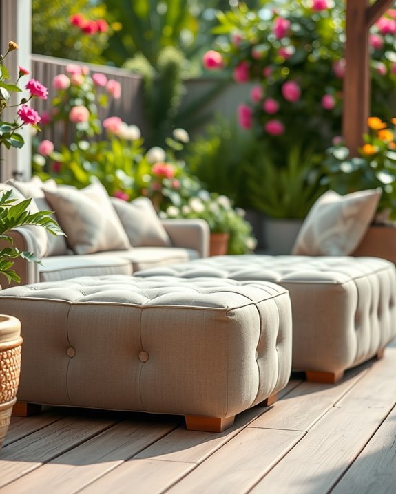 stylish tufted outdoor ottomans